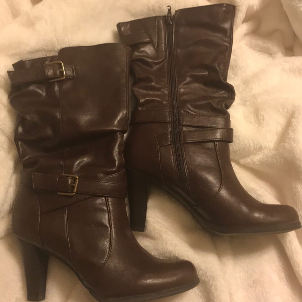 Dark brown heel boots